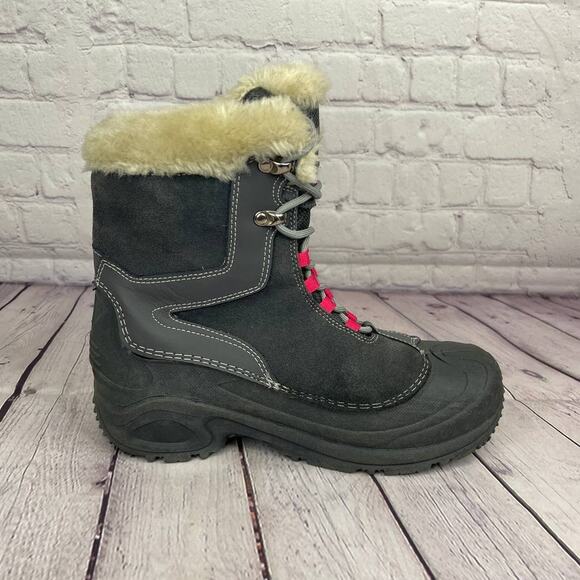 Columbia Omni-Heat Gray Pink Winter Snow Boots Girl Size 6/W Size 8 (BY1291-022) - Picture 2 of 10